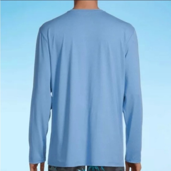 BURNSIDE Men's Swim Shirt Quick Dry Blue Long Sleeve Pullover UPF 30+ Small - Picture 3 of 9